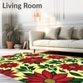 thumbnail image 2 of ODIKA 3'x5' Machine Washable Non-Slip Area Rug, Vintage Poinsettia Bloom Holiday Trio High Traffic Rug, Yellow, 620866, 2 of 7