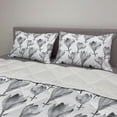 thumbnail image 2 of Floral Comforter & Sham Bedding Set, Hand Painting Watercolor Style Greyscale Fragile Flowers Flora, 3 pcs Duvet Set Microfiber Filling Quilt, 5 Sizes, Grey Pale Grey White, by Ambesonne, 2 of 4