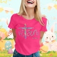 thumbnail image 5 of CAIXIA Easter Day Shirt Women Women T Shirts Short Sleeve Bunny Carrots Graphic Tee Crew Neck Easter Bunny Short Sleeve Shirts Tops for Women, 5 of 6