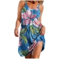 thumbnail image 2 of Summer Dresses for Women Crewneck Cotton Beach Boho Sleeveless Floral Print Halter Cover Up Dress Womens Casual Hawaiian Print Loose Fits Lightweight Comfy Tank Dresses, 2 of 7