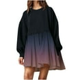 thumbnail image 1 of EQWLJWE Mode Chandail en Molleton Décontracté Surdimensionné pour Femmes Robe à Manches Longues Dégradé Col Rond Patchwork Mini Robes Robes d'Automne pour Femmes 2023, 1 of 6