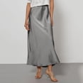 thumbnail image 2 of WULMLEO Womens Satin High Waist Elastic Maxi Skirt Silk Elegant Dressy Bodycon A-Line Long Skirts Cocktail Party Outfits Light Gray L, 2 of 4