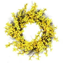 Darzheoy Artificial Spring Wreath, Spring Wreaths for Front Door Yellow Daisy Wreath for Indoor Outdoor Home Wedding Wall Window Decoration