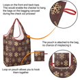 thumbnail image 4 of 5 Pack Foldable Shopping Bag,Brown Christmas Snowflake Pattern Reusable Grocery Bags with Pockets,Large Reusable Tote Bags with Handles Waterproof & Lightweight, 4 of 6