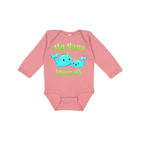 

Inktastic My Nana Loves Me- Cute Narwhal Boys or Girls Long Sleeve Baby Bodysuit