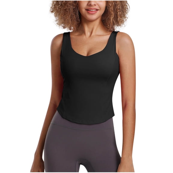Uaswgudfs Women's Breathable Sweat-Wicking Yoga & Gym Tank Top - U-Neck Crop Athletic Camisole for Workout Tops