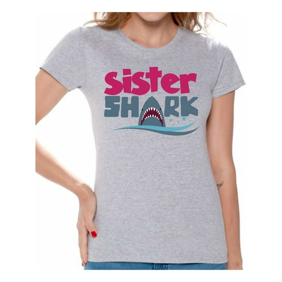 Awkward Styles Sister Shark Tshirt for Women Shark Outfit Family Shirts Matching Family Shark Shirts Funny Outfit for Family Shark Gifts for Her Shark Themed Party Outfit Family Vacation Shirts