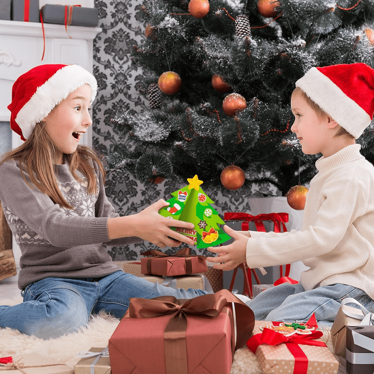 GROBRO7 Christmas Tree  Diy Craft Kit for Christmas Party Ornament,Making Christmas Tree Game Supplies