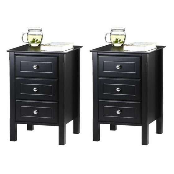 Yaheetech 3 Drawers Nightstand Tall End Table Storage Wood Cabinet Yaheetech 3 Drawers Nightstand Tall End Table Storage Wood Cabinet Bedroom Side Set Of 2 Black