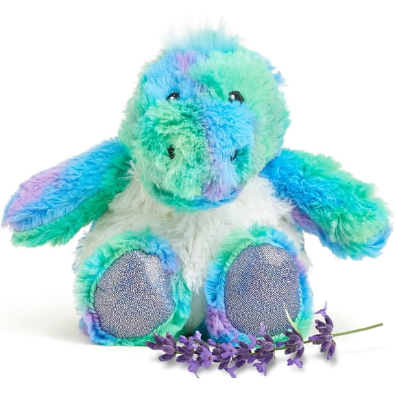 warmies Junior 9" Green Dinosaur Stuffed Animal, Microwavable Heated Plushies and Weighted Soft Plush Toys