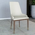 thumbnail image 3 of LeisureMod Modern Dining Chair Upholstered in Leather with Brown Rubberwood Legs Accent Kitchen Room Side Chairs Viva Series in Taupe, 3 of 11