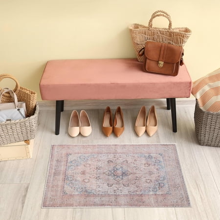 GLN Rugs Tiriala - Indoor, Machine Washable Area Rug 2'x3' Multi/Pink Home Carpet