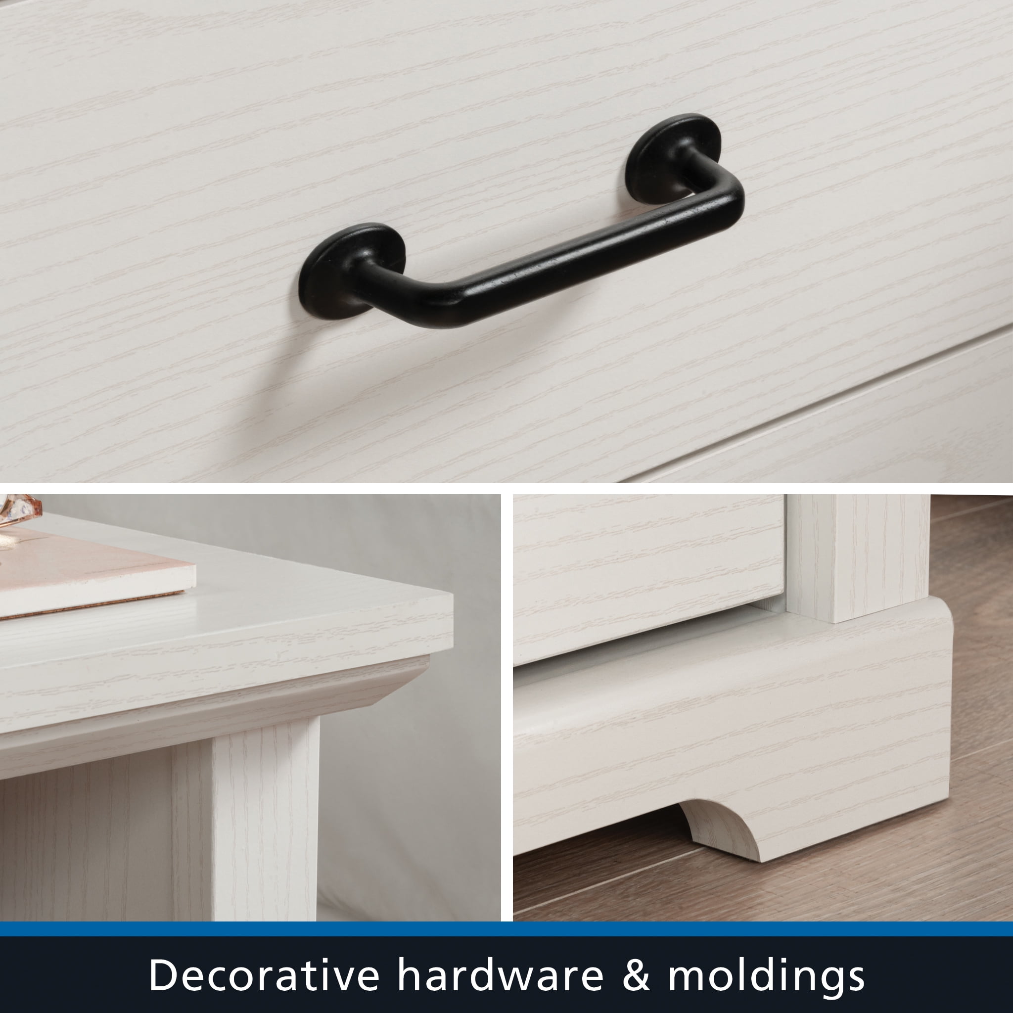 Mainstays Harrington 2 Drawer Nightstand, White Wood Finish