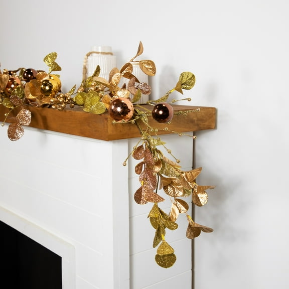 Northlight Ball Ornaments Glittered Christmas Garland - 5' x 10" - Gold and Copper Tone