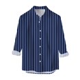 thumbnail image 2 of Conairie Mens Button Down Shirts Stripe Collar Casual Loose Shirt Long Sleeve Dress Blouse Dark Blue L, 2 of 3