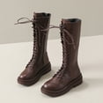 thumbnail image 5 of Viluyesy Womens Tall Boots, PU Leather Thick Sole Lace Up Fashion Knee High Riding Boots Brown, 5 of 8