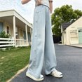 thumbnail image 5 of Dpytoraw Girls Tencel Jeans, Wide Leg Loose Fit Summer Korean Pants Blue Size 5-6 Years, 5 of 6