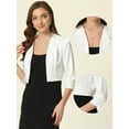 thumbnail image 2 of Unique Bargains Women's Satin Cardigan Open Front Cropped Bolero Tops Shrug XS White, 2 of 6