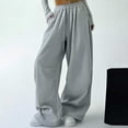 thumbnail image 5 of Women's Solid Sport Pants High Waist Wide Leg Casual Womens Sweatpants Sports Trousers, 5 of 7