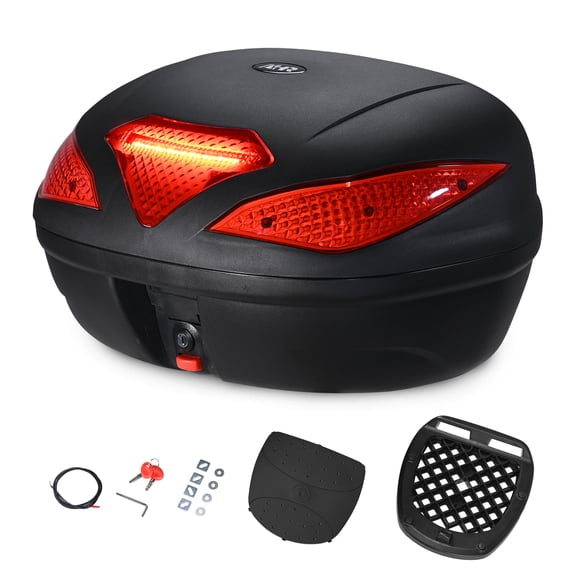 AHR 43L Motorcycle Top Case with Light Universal Tour Tail Box Scooter Trunk