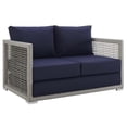 thumbnail image 2 of Modway Aura 3 Piece Outdoor Patio Wicker Rattan Set in Gray Navy by Modway, 2 of 9