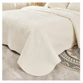 thumbnail image 3 of 3-Piece 100% Cotton Oversized Bedspread Lightweight Quilt Coverlet Embroidery Farmhouse Bedding Set T0 (Soft White, King (118"x106")), 3 of 7