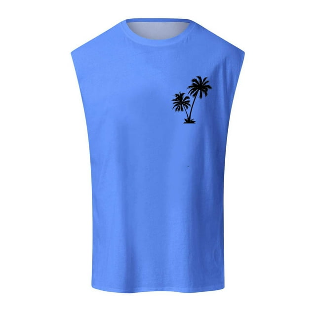 Summer Fashion Men's Vest Coconut Pattern Shoulder Design Minimalist Style Sleeveless Top