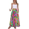 thumbnail image 4 of Asklazy Womens Flowy Long Maxi Skirt A-Line Long Skirt with Pockets Elastic High Waist,Multicolor,L, 4 of 10
