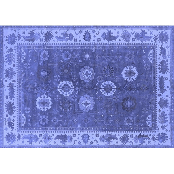 Ahgly Company Machine Washable Indoor Rectangle Oriental Blue Traditional Area Rugs, 2' x 4'