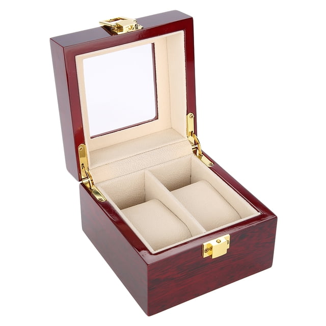 Watch Box Watch Display Case 2 Grids Wooden Watch Holder Wristwatch Display Case Jewelry Gift Storage Box Organizer