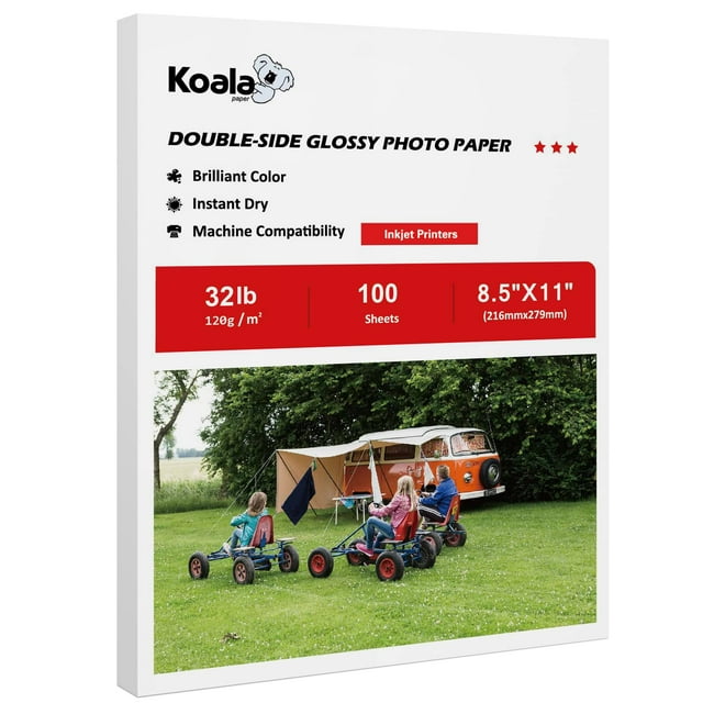 Papel fotográfico Koala de doble cara, fino y brillante, 8.5 x 11 pulgadas, 120 g/m²