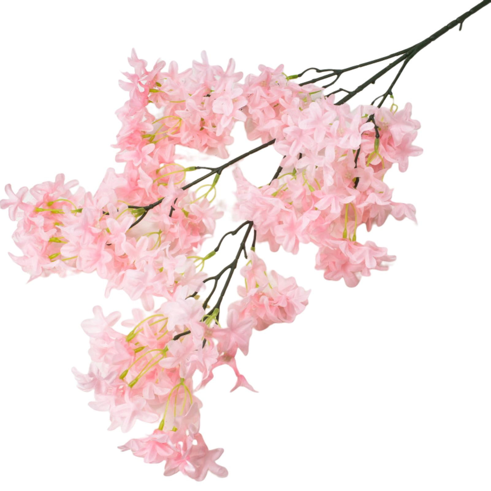 Artificial Cherry Blossom Flowers Long Stem Silk Flowers Bouquet Branch Fake Spring Peach