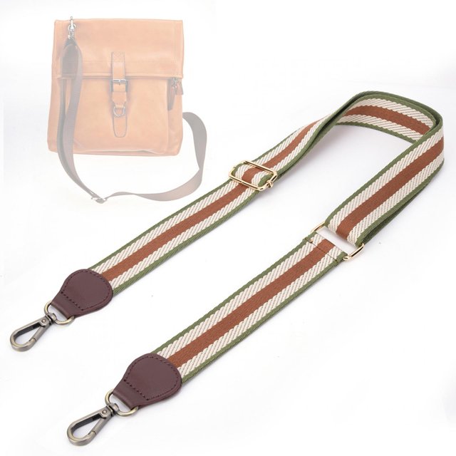 Correa para Bolso, Cinta Tejida de 1.5 Pulgadas de Ancho con Extremos de Cuero Correa para el Hombro Cinturón de Repuesto Ajustable para Bolso Bandolera Bolso Bolso(Verde marrón) Amonsee No