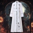 thumbnail image 2 of Gothic Priest Outfit for Adults Robe Halloween Party Wear with Stand Collar and Cassock, 2 of 6