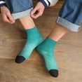 thumbnail image 3 of Rateoe Teal Turquoise1 Pattern Quarter Crew Socks,Toe Seamed Ankle Socks,Cotton Cushioned Breathable Athletic Crew Sports Socks, 3 of 7