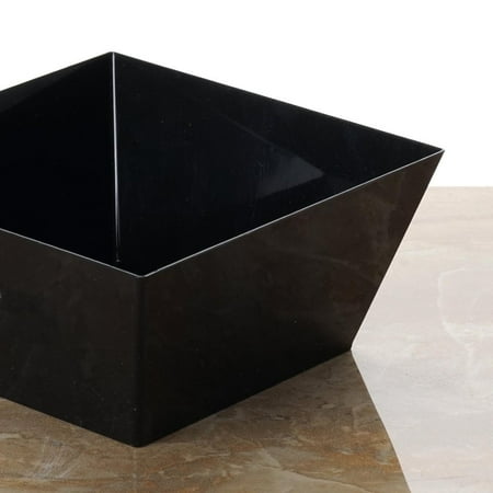 Square Bowls BalsaCircle Black 6 pcs 42 oz. Plastic Square Disposable Bowls - Wedding Reception Party Buffet Catering Tableware Food Display ()