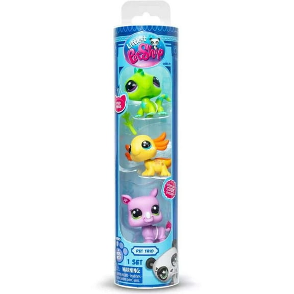 Basic Fun Littlest Pet Shop Wild Vibes Axolotl, Rhino, Iguana (3-Pack)