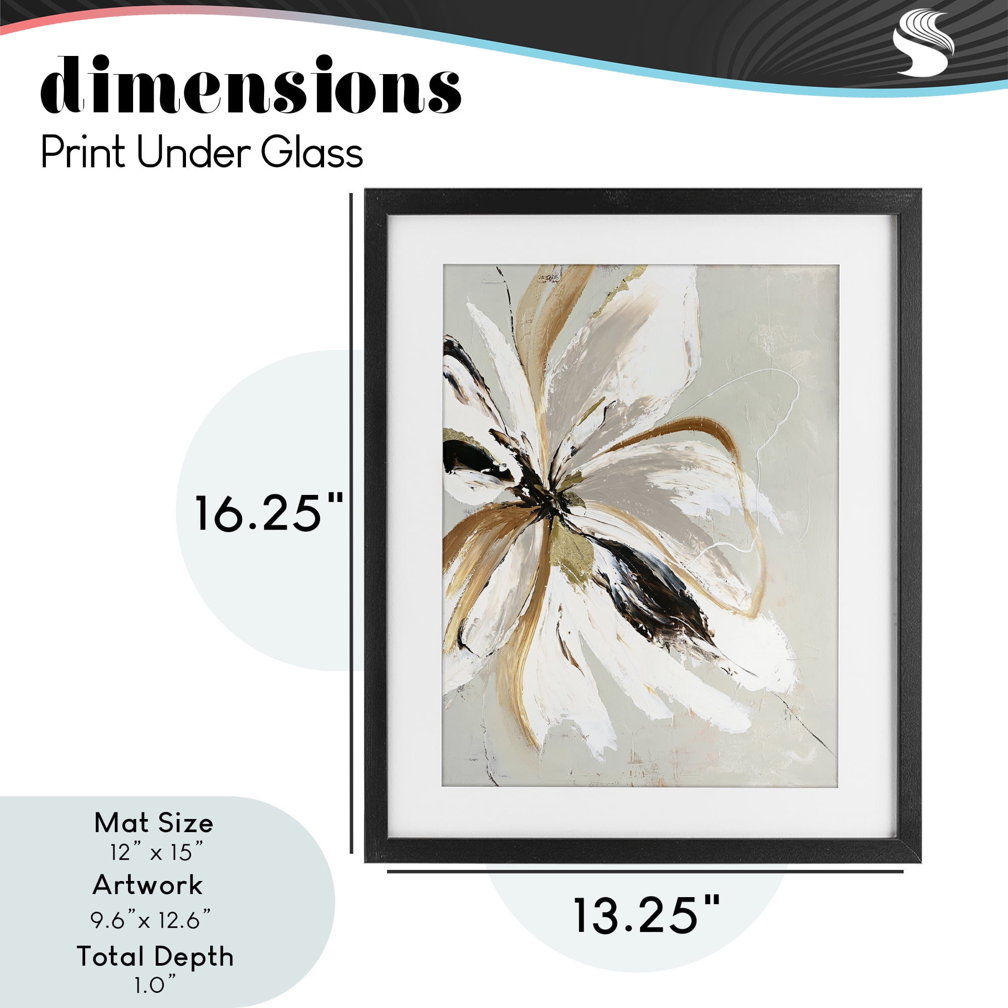 Expressive Cornelia Flower Black Framed Print Under Glass, design by Design Fabrikken