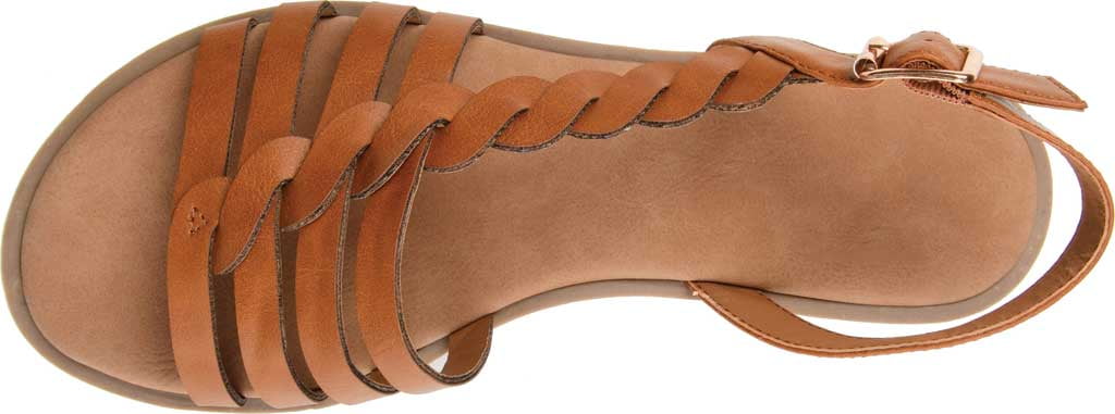 Women's Journee Collection Solay Flat Strappy Sandal Tan Faux Leather 8.5 M