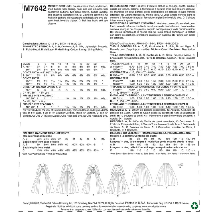 McCall's M5292 Dress Size: B 12-14-16-18 Used Sewing Pattern
