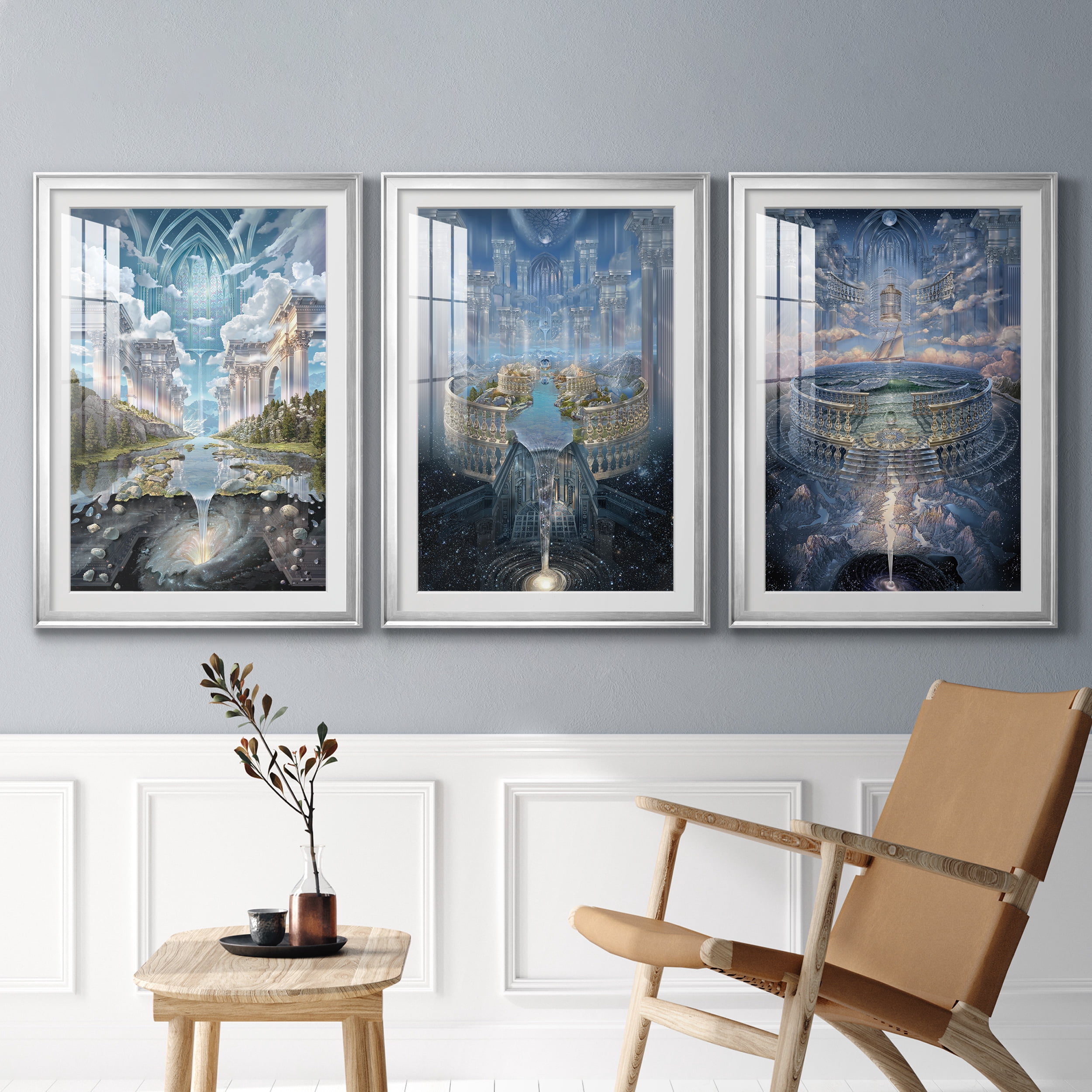 Genesis II Premium Framed Prints Set of 3 - Ready to Hang - 30.5 x 42.5 Each - Silver Frame