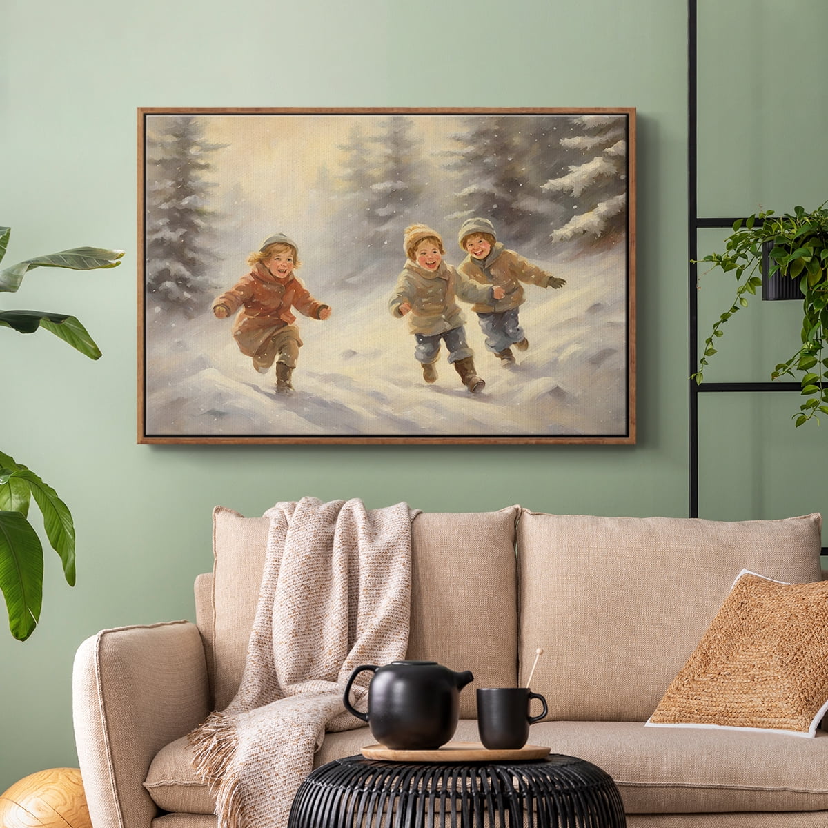 Vintage Landscape-CLXXVII By Wexford Home Framed in Walnut Wood Gallery Wrapped Canvas 17 in. x 25 in.