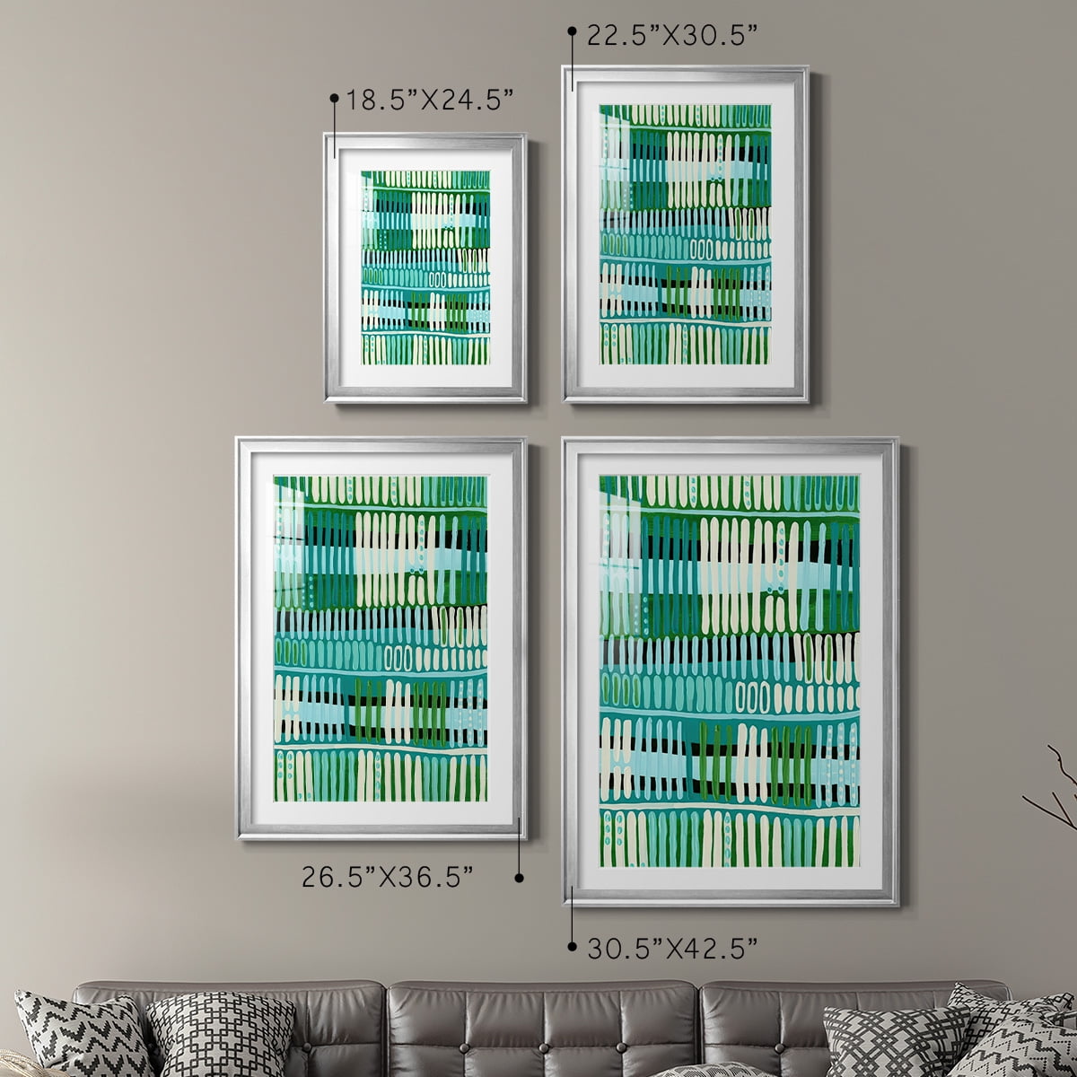 Wexford Home Teal Pattern I Premium Framed Print, 18.5" x 24.5" - Ready to Hang, Silver (Set of 2)