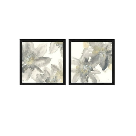 - Metaverse Chris Paschke 'Gray and Silver Flowers' Framed Art (Set of 2)