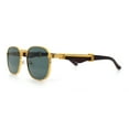 thumbnail image 6 of Mens Luxury Oversize Wood Buff Rectangle OG Gangster Sunglasses Gold Brown - Green, 6 of 7