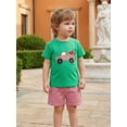 thumbnail image 6 of BemeyourBBs 2Pcs Toddler Baby Boy Summer Clothes Infant Baby Boys Summer Outfits Short Sleeve Watermelon in Truck Embroidery T Shirt Tops and Elastic Waist Pockets Plaid Shorts Set, 6 of 9