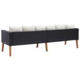 thumbnail image 3 of 3 Seater Outdoor Sofa with White Fabric Cushions, Black Rattan 86 Inch, 3 of 6