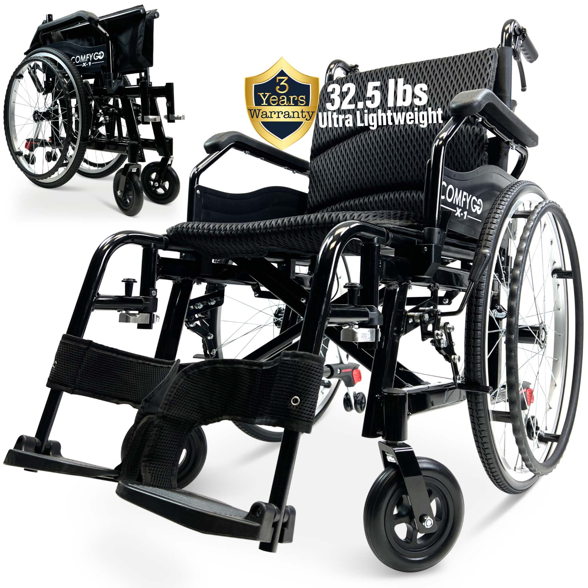 Premium Wheelchair for Adults, Lightweight Foldable Transport