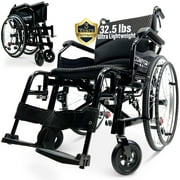 Premium Wheelchair for Adults, Lightweight Foldable Transport Wheelchairs