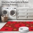 thumbnail image 5 of ODIKA 3'x5' Machine Washable Non-Slip Area Rug, Vintage Poinsettia Bloom Pathway with Golden Stars High Traffic Rug with Pad, Red, 505536, 5 of 8
